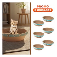 Pack6 Espacio de Juego Circular con Catnip Chico 40 cm Marron para Gato Casa Y+Regalo Sticker